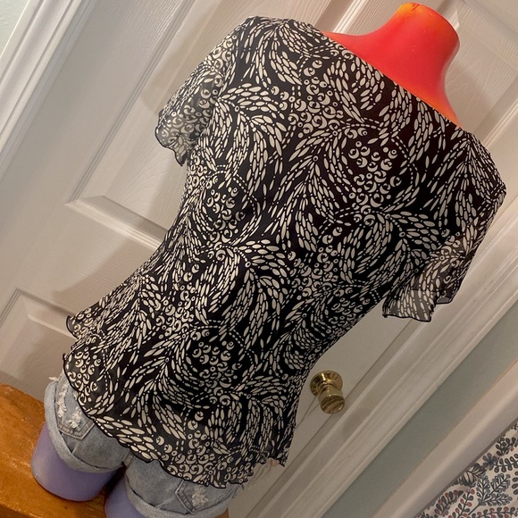 VINTAGE R&K ORIGINALS PETITE Black and white Top - Picture 7 of 13